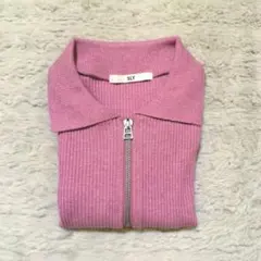 SLY front zip cut rib トップス
