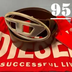 ラスト１点　新品　ディーゼル　ベルト　95　Dロゴ　ブラウン　X08516