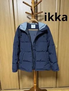 ikka ネイビー ダウンジャケット Lサイズ フード付き