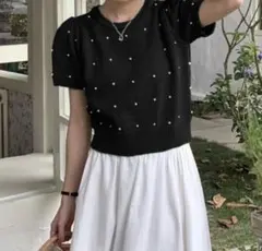 グレイル GRL パールパフスリーブニット　黒　最終値下げ