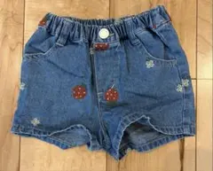 いちご刺繍デニムショートパンツ