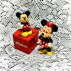 レトロ　ミッキー ミニー フィギュア キーホルダーセット