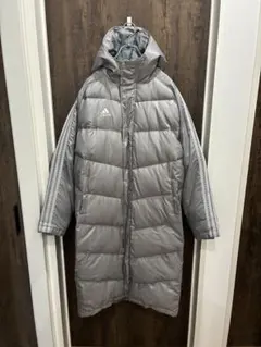 adidas アディダス ロングダウンコート シルバー L ベンチコート ダウン