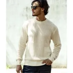 【極美品】AKM ブロッキングプルオーバーコットンカシミアニット L