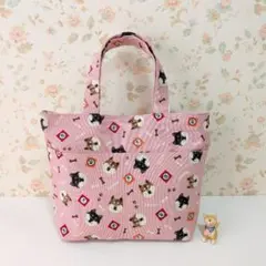 ファスナーポケット付きトートバッグ 柴犬さん柄♪