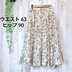 【美品】花柄 フレアスカート ロング丈 ヴィンテージ風 レトロ 上品 膝下