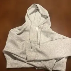 グレー フード付き クロップドパーカー Lサイズ