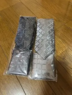 ネクタイ 2本セット ネイビー シルバー新品