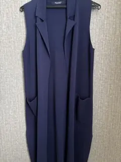 ネイビー ノースリーブ ロングベスト