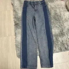 Dazy ストライプデザイン ワイドレッグデニムパンツ