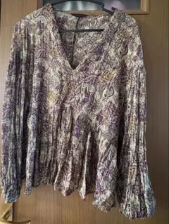 ZARA ペイズリー柄 ラメ糸ブラウスのサムネイル