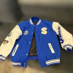 青白スタジャン 刺繍ロゴ付き