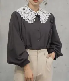 レース襟付き 2wayブラウス