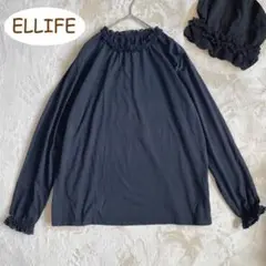 ELLIFE エリフェ綿天竺　フリルレーシー プルオーバー　カットソー