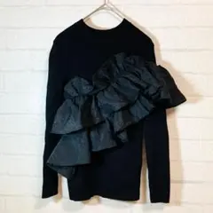 Mystrada 長袖 アシメフリルニット ブラック 新品 Mystrada（マイストラーダ）の「5分袖アシメフリルニット