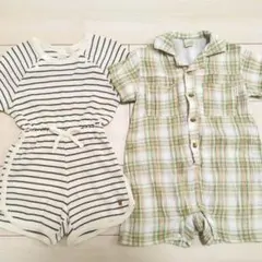 テータテート　ロンパース　カバーオール　オーバーオール　半袖　セット　80