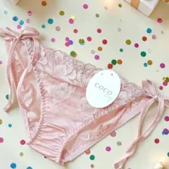 ☆タンス整理品COCO Lingerie ピンクのお花刺繍入り紐パンテイ♪のサムネイル