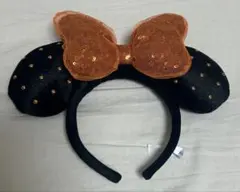 ミニーマウス風カチューシャ 黒・オレンジ
