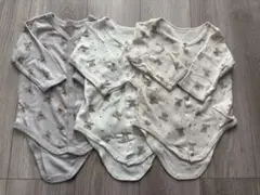 西松屋 80 前開き 長袖 ロンパース肌着 くま 3枚セット