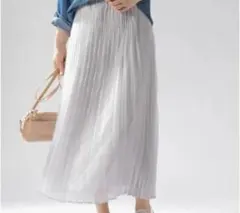 BAYFLOW プリーツ チュールスカート シルバー ロング ウエストゴム