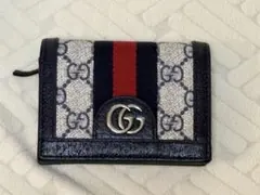 GUCCI グッチ オフディア シェリー GGマーモントコンパクト財布 ネイビー