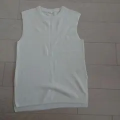 ホワイト ノースリーブ ニット ベスト Sサイズ