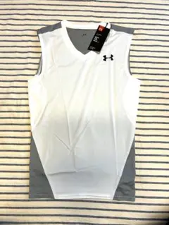 UNDER ARMOUR ヒートギアノースリーブシャツ LG(L) 白 新品④