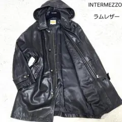 ✨美品✨インターメッツォ❣️ラムレザー　カーコート　モッズコート　L　ブラック