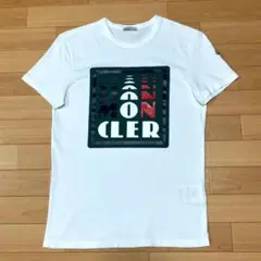 モンクレール 四角プリント ボックスロゴ Tシャツ M ホワイト 3S309