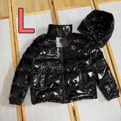 新品 TRAPSTAR 光沢ブラック ダウンジャケット Lサイズ i