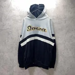 チャンピオン 80s 青タグ パーカー Iowa 刺繍 台湾製 L グレー 黒