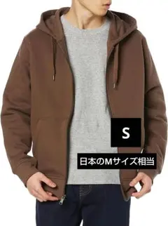 メンズ パーカー ジップアップ 裏起毛 S フード付き M ブラウン 無地