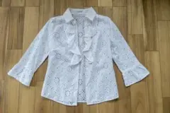 NARA CAMICIE カットワークレースフリルシャツ 9/28まで掲載