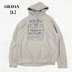 美品✨️GILDAN　ギルダン【L】ロゴプリント プルオーバーパーカー　グレーのサムネイル