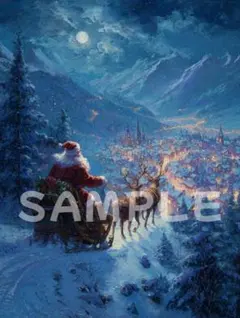 【サンタの旅路】A4 グラフィックアート インテリア お洒落 ポスター127