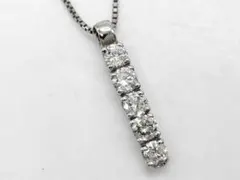 Pt900 Pt850 5石ダイヤネックレス 0.50ct 3.4gのサムネイル
