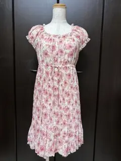 【新品未使用】 LEST ROSE 花柄 ミニ丈ワンピース（ピンク・オレンジ系）