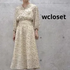 wcloset 小花柄プリントウエストシャーリングワンピース