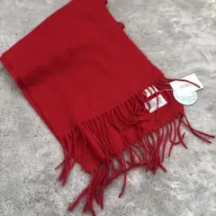 FURLA 赤 マフラー カシミヤ100% フリンジ付き