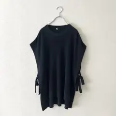 クルーネックニットベストジレ【3L】ネイビー 大きめ　2XL