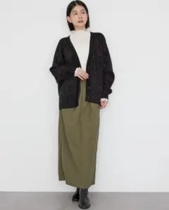 【新品洗濯済】【アメリカンホリック】ドローコードタイトスカート　カーキM