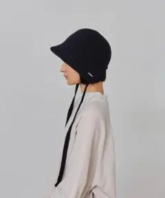 ネイビー ニットハット　OVERRIDE 黒