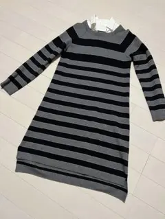 glove グレー黒のストライプ ニットワンピース