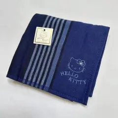 【廃盤 希少】ハローキティ プレシャス メンズ タオルハンカチ 紺　クリスタル付のサムネイル