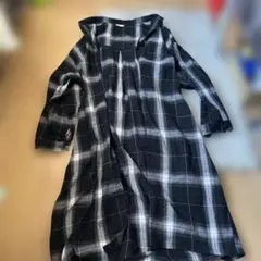 チェック柄ロングシャツワンピース Lサイズ
