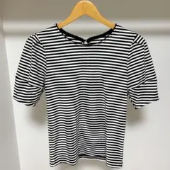 ストライプ 半袖Tシャツ パフスリーブ