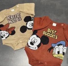ミッキー＆ドナルドロンパース 70サイズ　双子ロンパース　双子コーデ