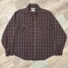80s USA製 FIVEBROTHER ネルシャツ えんじ フェード ボロ M