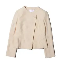 美品。 ハナエモリ　ラメスリット　ツイード　デザインノーカラージャケット　38のサムネイル