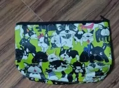 ポーチ　フレンチブルドッグ 黄緑